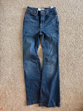 Good American Dark Blue Flare Jeans - High-Rise Silhouette